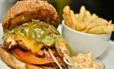 Best Burger Chicken Avo Cheese and Chips