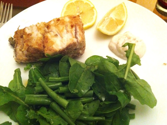 Grilled Linefish with Almond Dukkah and fresh greens image