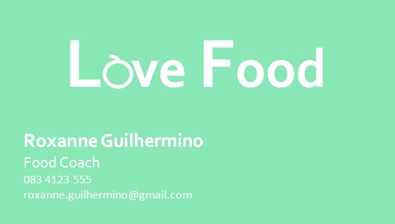 Love Food, Roxanne Guilhermino, Business Card